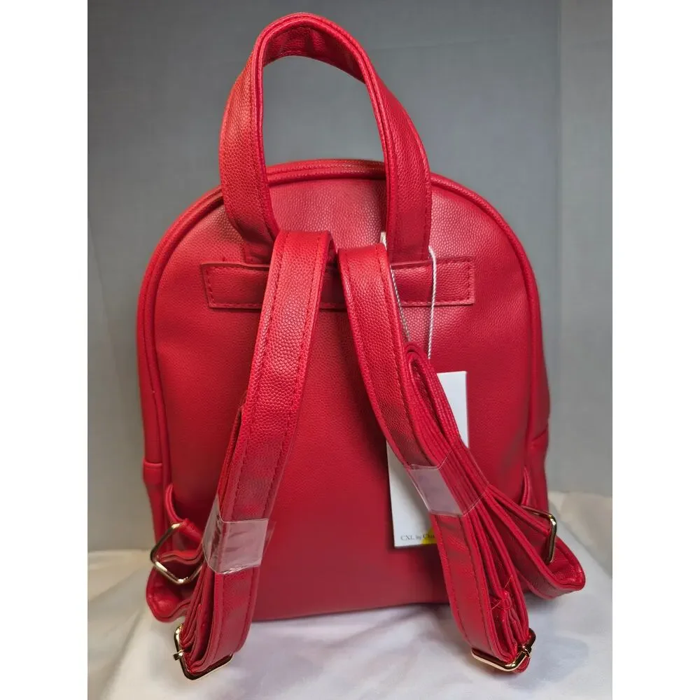 CXL Christian Lacroix Red Mini Backpack Gold Zip Faux Leather Small Bag NWT - Picture 3 of 10